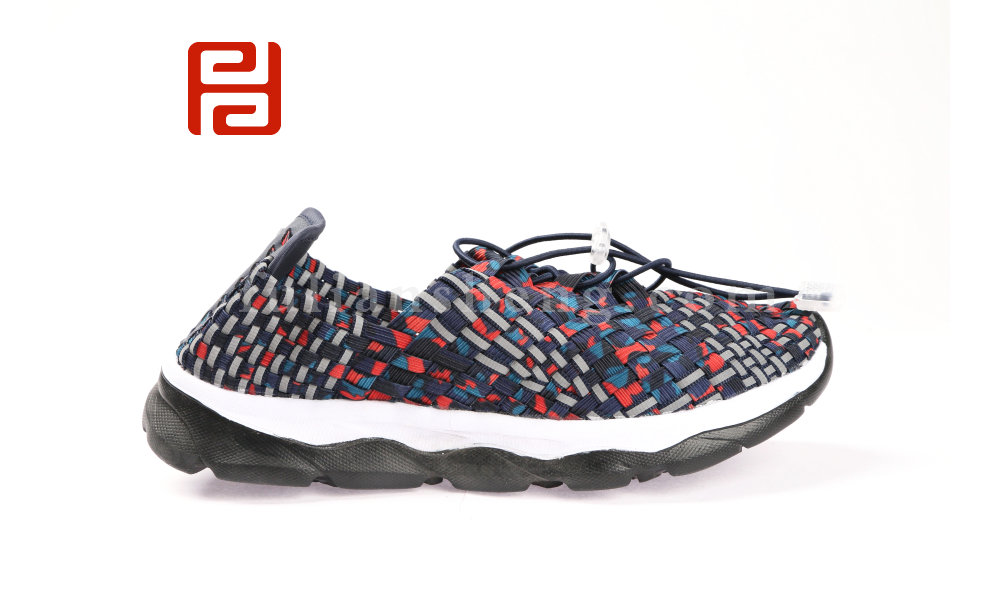 福連升時(shí)尚休閑彩色皮筋編織鞋彈力面潮流男鞋圖片