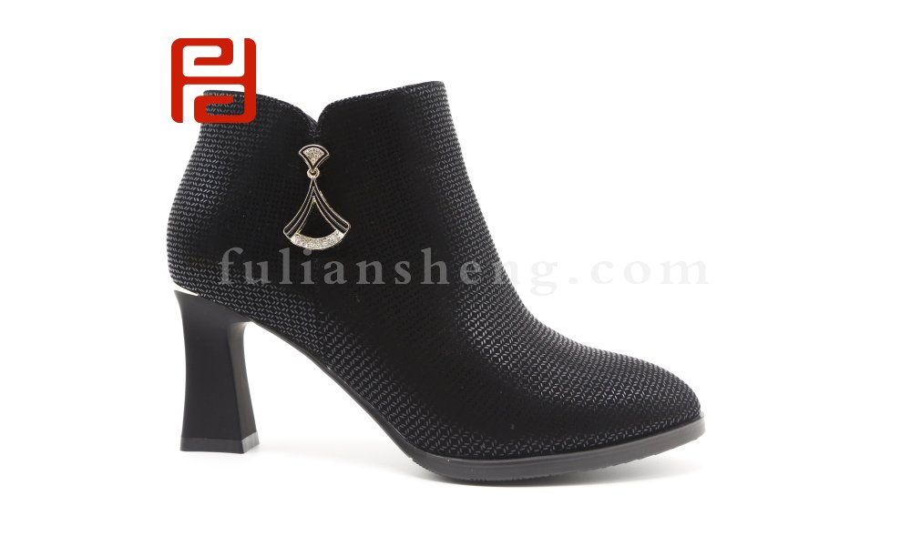 福連升老北京布鞋時尚細跟中跟女短靴單靴女鞋圖片