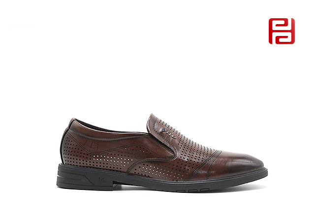 福連升夏季商務男鞋正裝帶孔透氣工作鞋