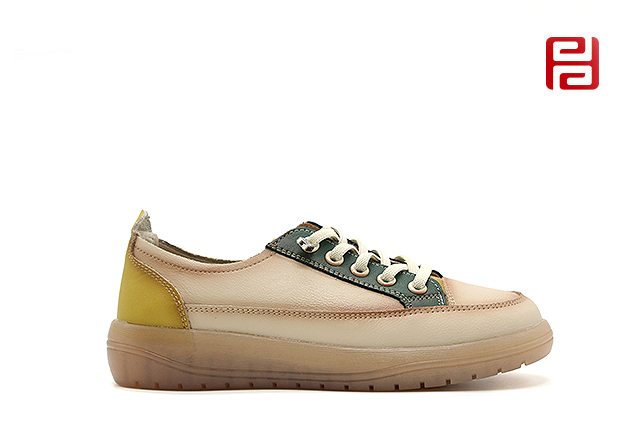 福連升秋季新款女鞋單鞋舒適休閑鞋真皮面料果凍鞋底