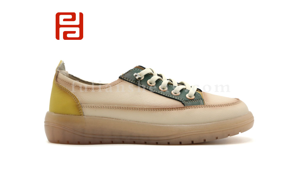 福連升秋季新款女鞋單鞋舒適休閑鞋真皮面料果凍鞋底