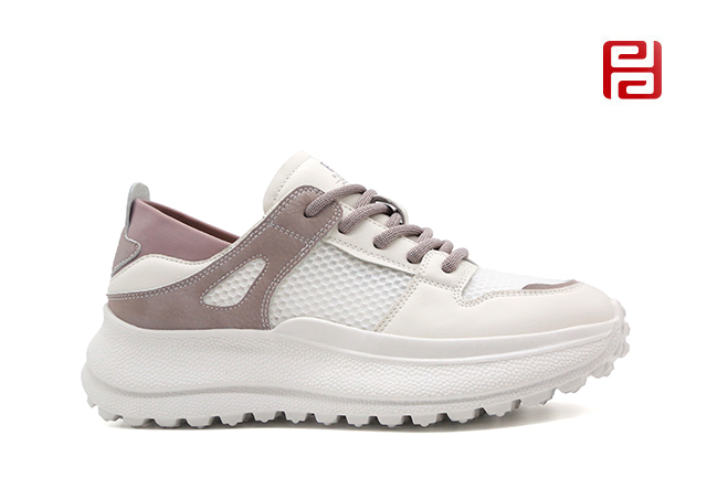 福連升夏季女鞋休閑生活時尚休閑真皮+網(wǎng)紗面料