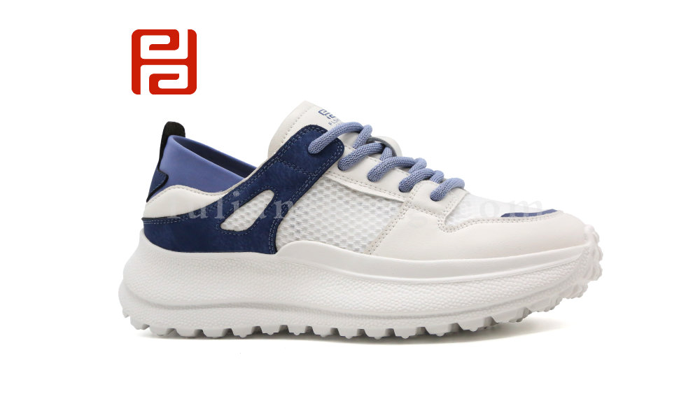 福連升夏季女鞋休閑生活時尚休閑真皮+網(wǎng)紗面料