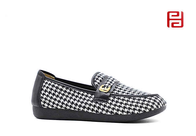 舒適休閑女鞋格子布面料棉麻里布春季單鞋女鞋