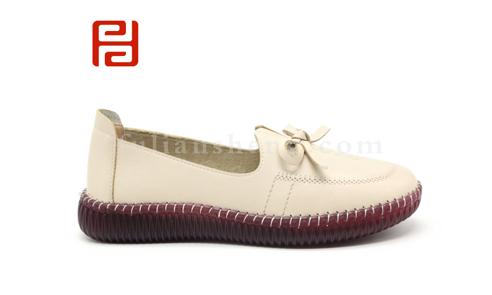 福連升女鞋春季舒適透氣休閑女單鞋手縫媽媽鞋平底鞋圖片