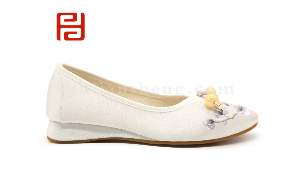 福連升老北京布鞋民族風繡花女鞋棉麻古典坡跟休閑