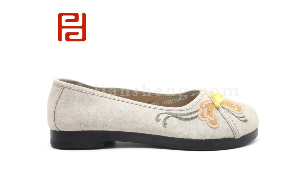 福連升老北京布鞋女鞋素面古風純色繡花圓頭淺口古裝平底鞋