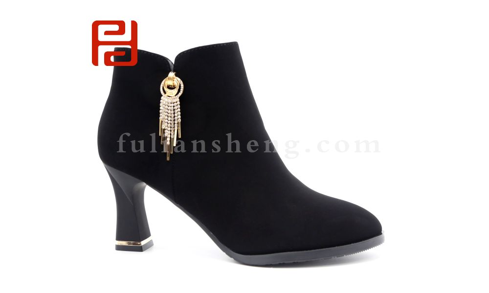 福連升休閑鞋商務工裝女鞋冬保暖中跟配飾素面跟鞋圖片