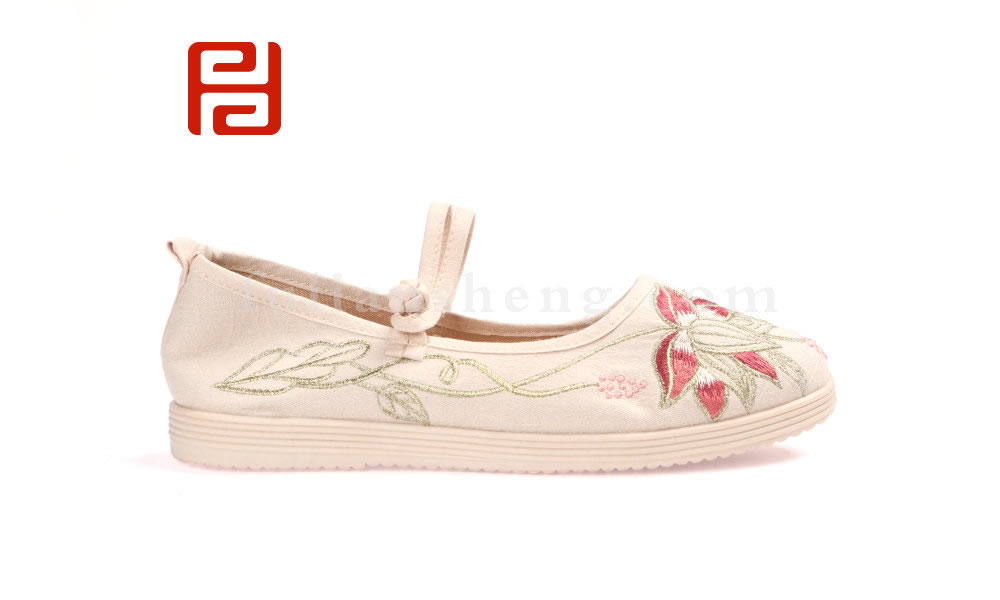 福連升中國風漢服繡花女鞋 春秋老北京布鞋平底古風單鞋(圖2)