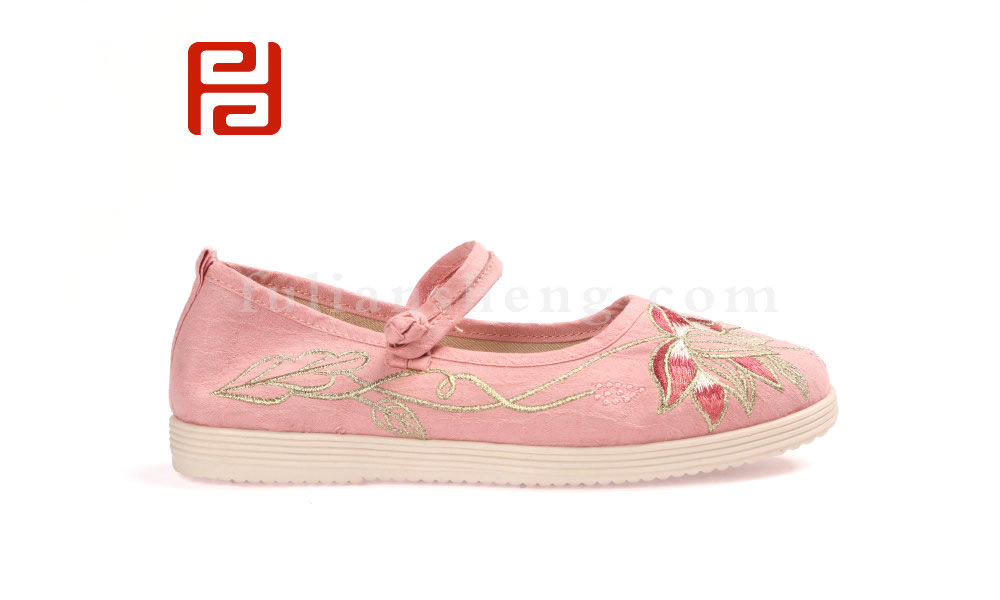 福連升中國風漢服繡花女鞋 春秋老北京布鞋平底古風單鞋(圖3)