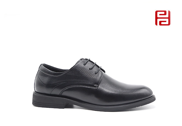福連升正裝商務皮鞋黑色橡膠底工裝鞋細膩光澤正裝男鞋